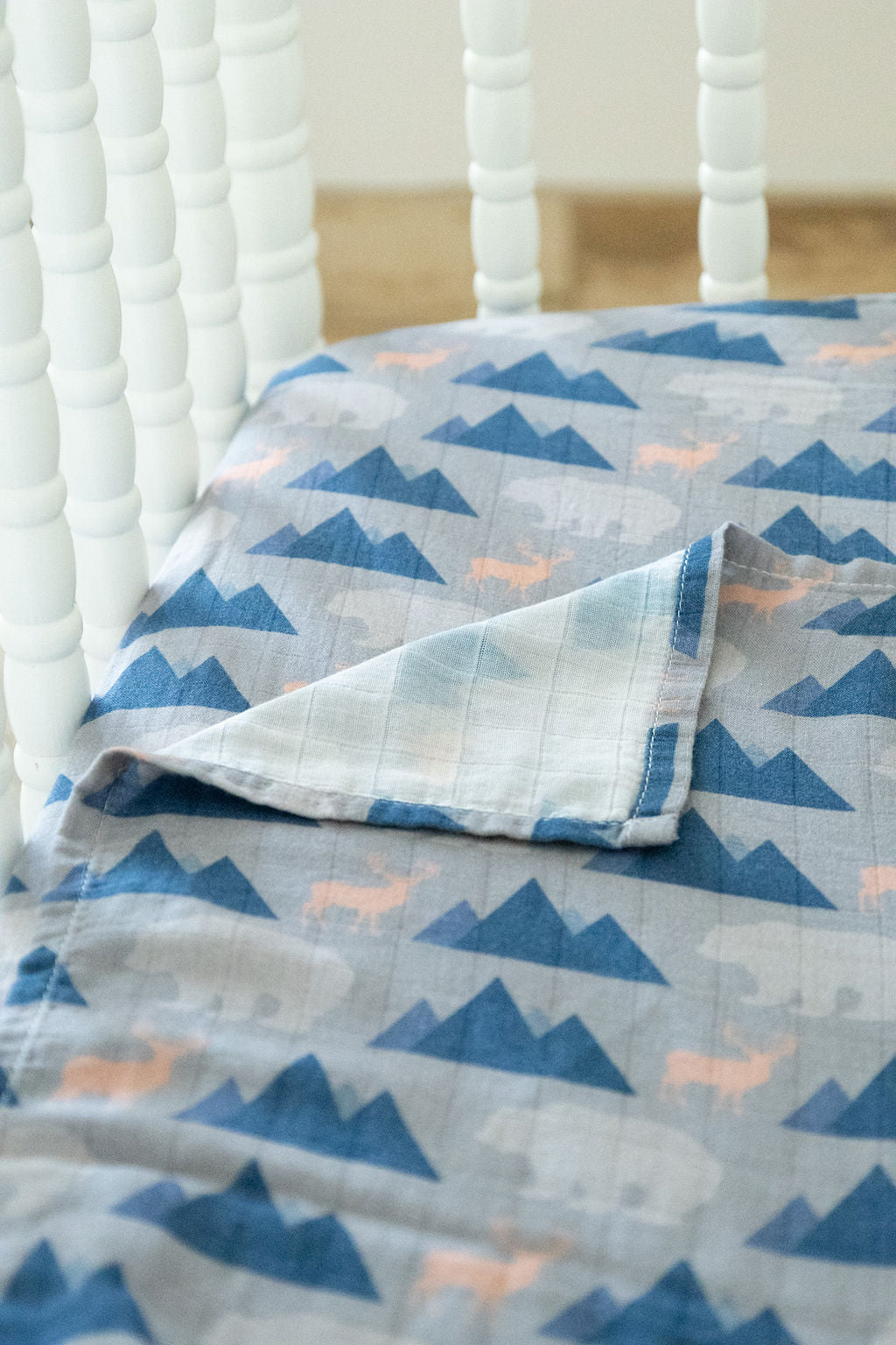 Organic Bamboo Cotton Muslin Swaddle Blanket in Rustic Retreat