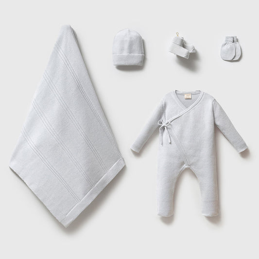 Blue Organic Cotton Newborn Set – 5 Pieces