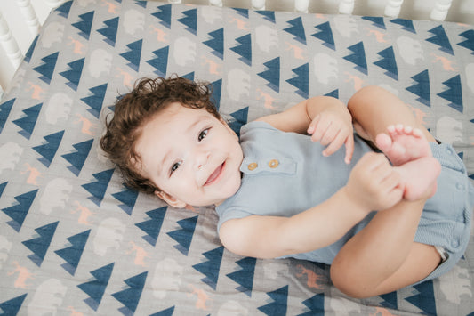 Organic Bamboo Cotton Muslin Crib Sheet in Rustic Retreat