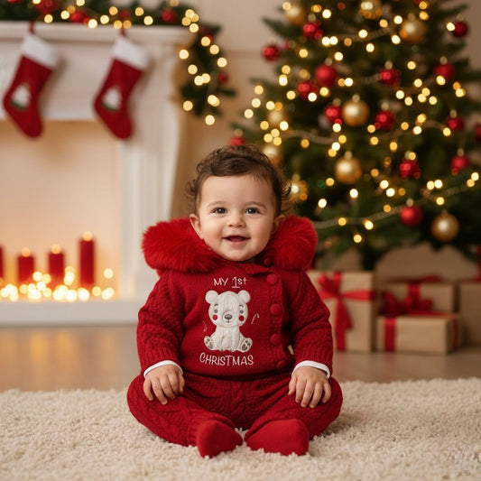 My First Christmas Hooded Knit Set