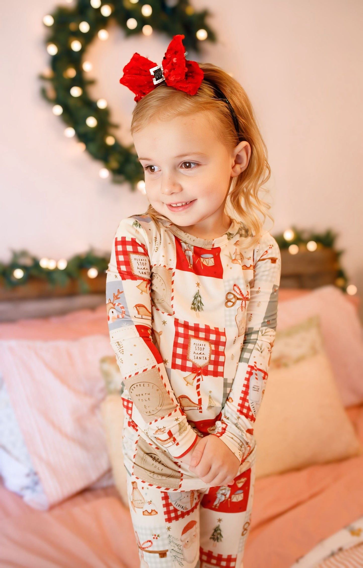 Christmas Patchwork Bamboo Christmas Pajamas - 2pc Set